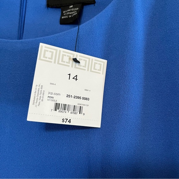 Liz Claiborne Royal Blue Bell Sleeve Dress Size 14 NWT - Picture 4 of 8